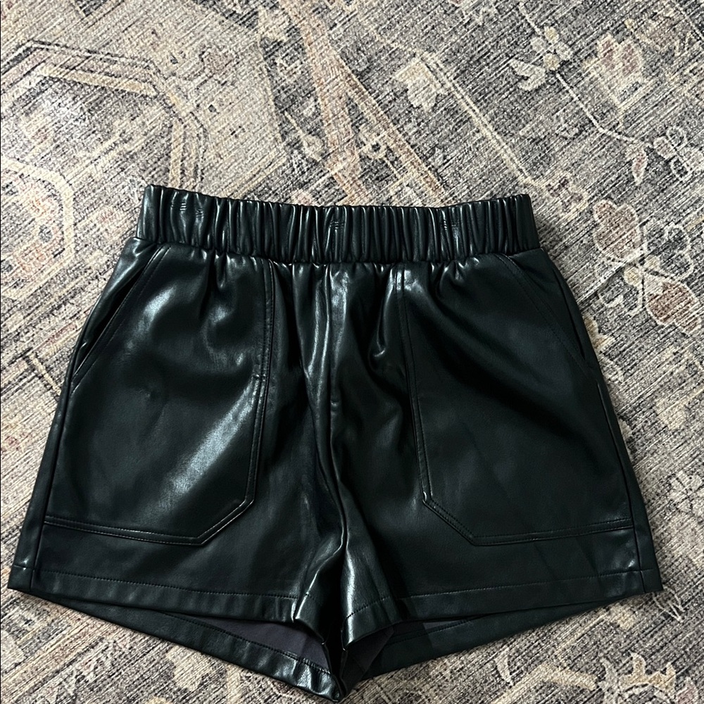 Steve Madden Black High Waist Faux Leather Shorts